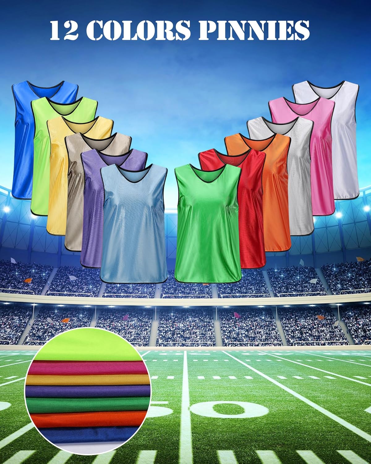 Custom 1/6/12/24Pcs Pinnies Youth,Personalized Team Activity Pinnies for Sports Adults with Text Logo Scrimmage Vest Adults