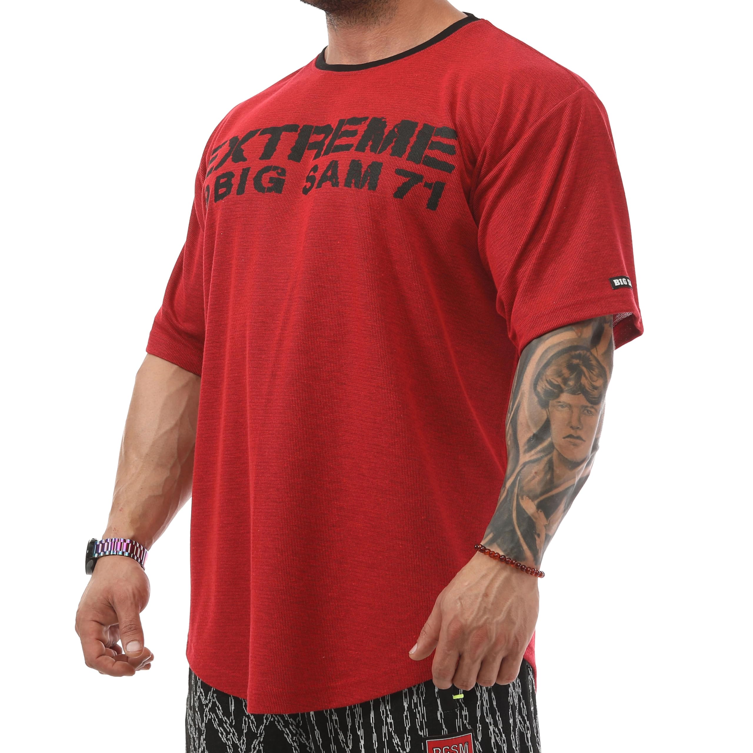 Herren Oversize Gym Fitness Bodybuilding T-Shirt Baumwolle O-Neck Lifestyle Top