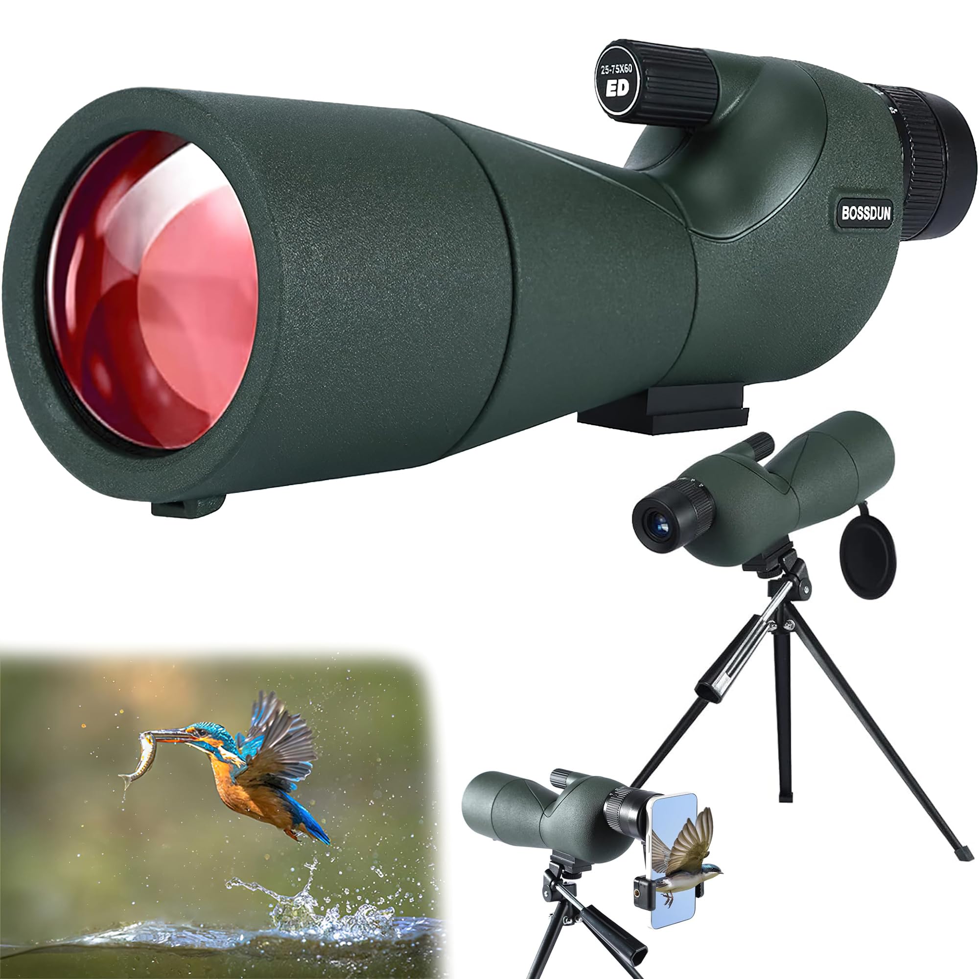 Monoculars for Long Distance | 25-75x60 Monocular Telescope and Spotting Scope with Tripod | Perfect for Long Distance Camping, Bird Watching, Wildlife, Hunting, and Travelling
