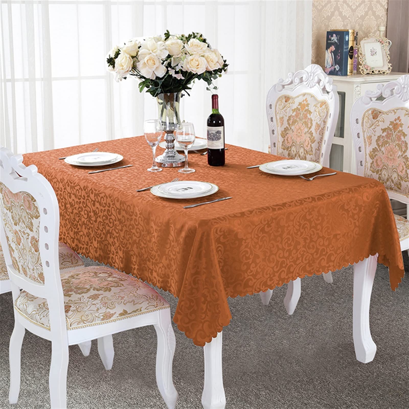 Mantel De Comedor Rectangular Cubierta Protectora de Lujo for Mesa de Decoración De Mesa De Comedor, Tela de Mantel Jacquard Rectangular ecológica for Restaurante de Bodas Moderno
