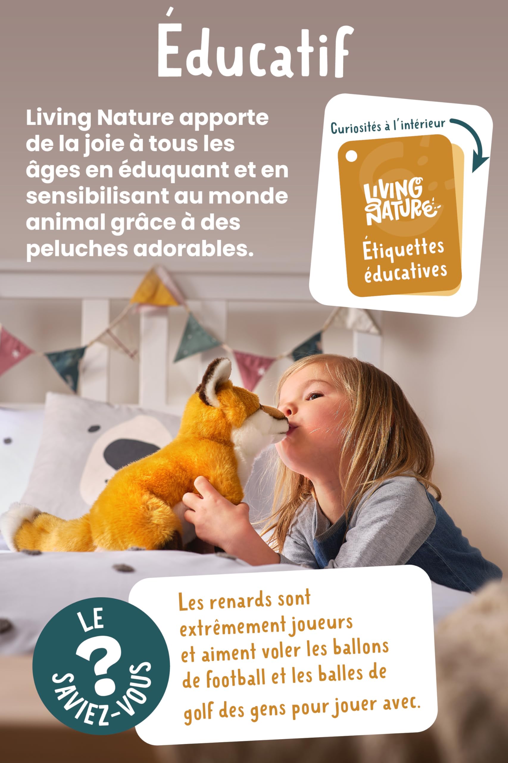 Living Nature Peluche 26cm Vache Highland avec Son, Marron
