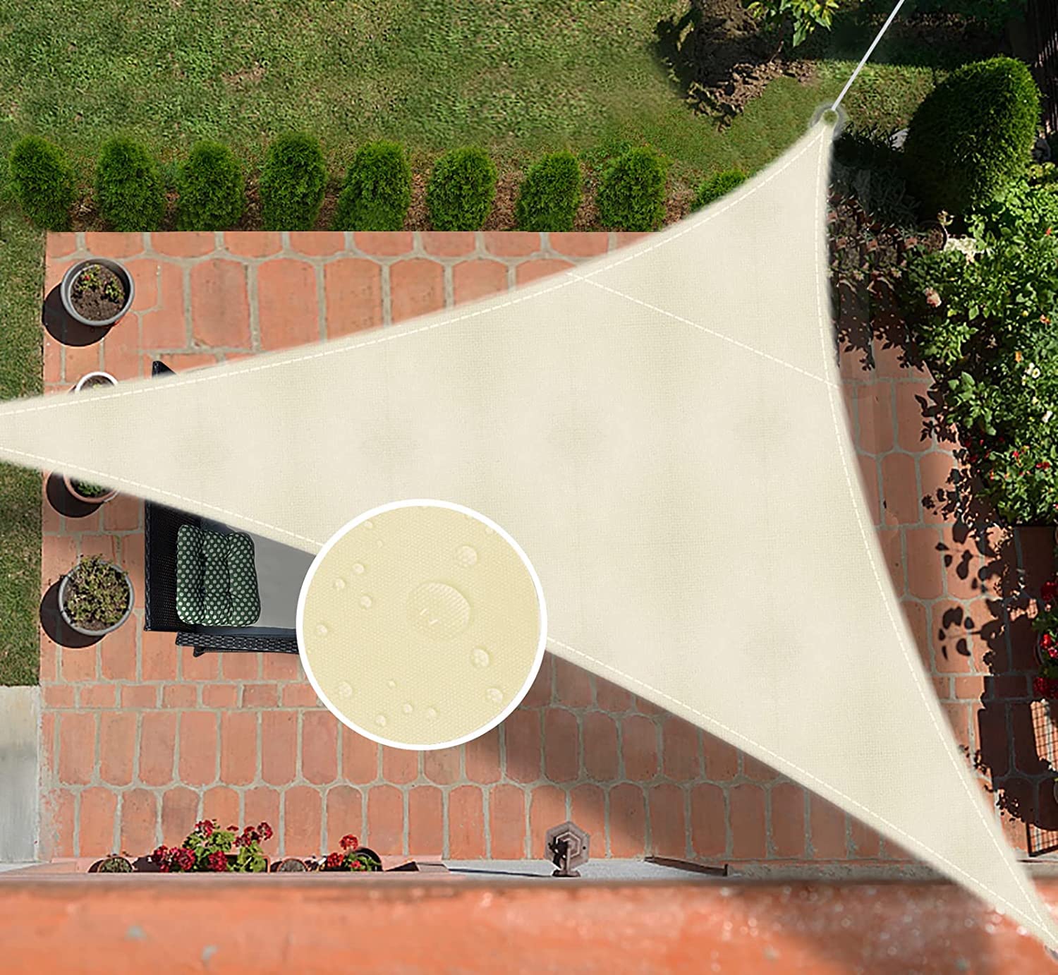 GJZQDKX Waterproof Triangle Sun Shade Sail - 98% UV ProtectionPES Polyester Canopy for Outdoor Spaces Garden Patio Backyard Shade Solution Sun Shelter Awning