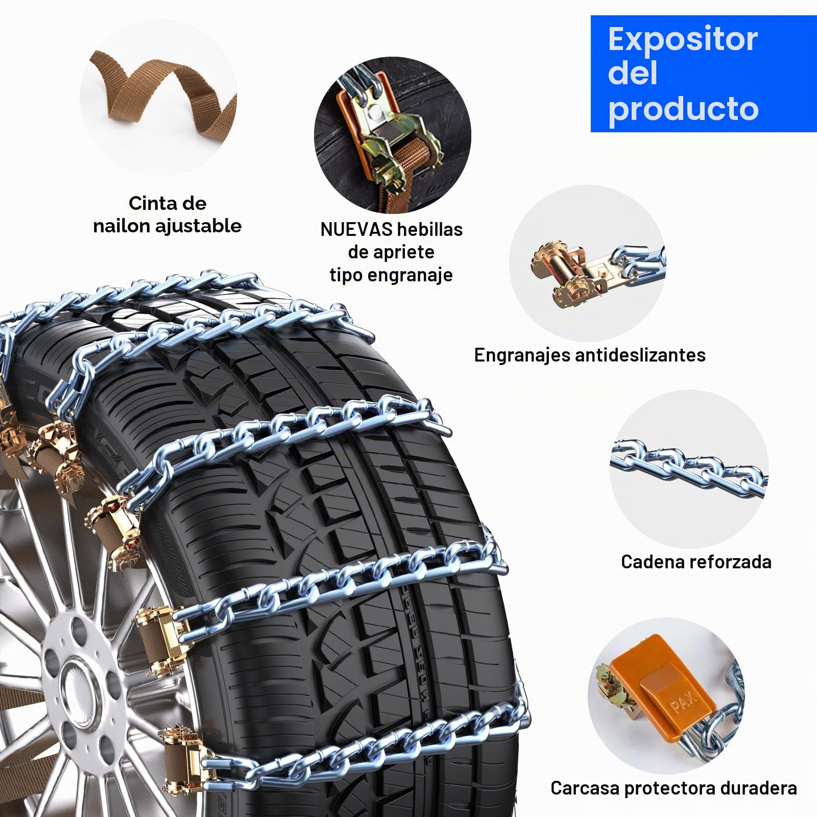 Cadenas Coche Nieve Acero al Manganeso 10Piezas Ninonly Cadenas Nieve Universales Emergencia para Vehículos Coche Camión SUV Aptas para 165-265 mm para Barro, Arena, Nieve, Hielo, Escalada