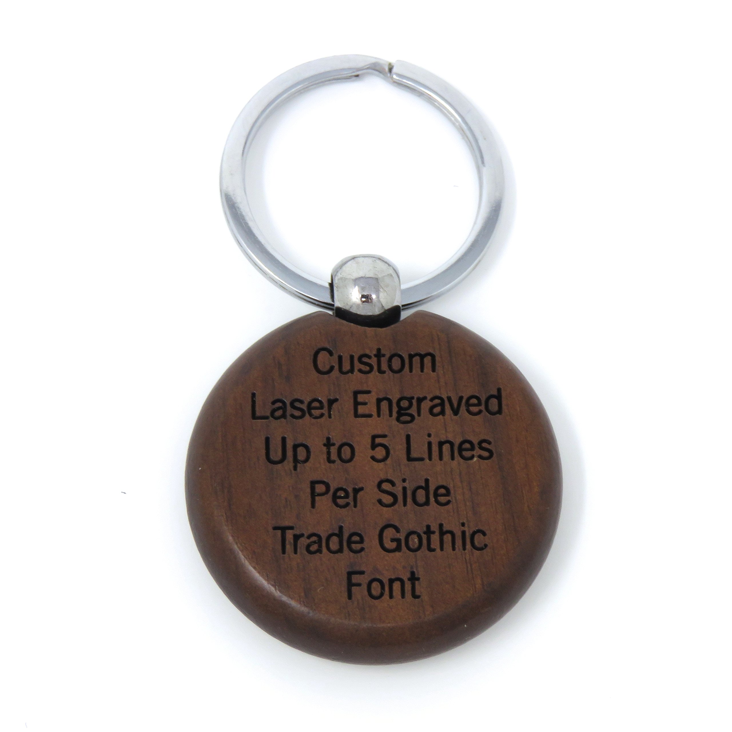 Innovative Surface Art Custom Engraved Circle Key Chain - Key Ring - Front & Back Engraved - Personalized (Walnut)