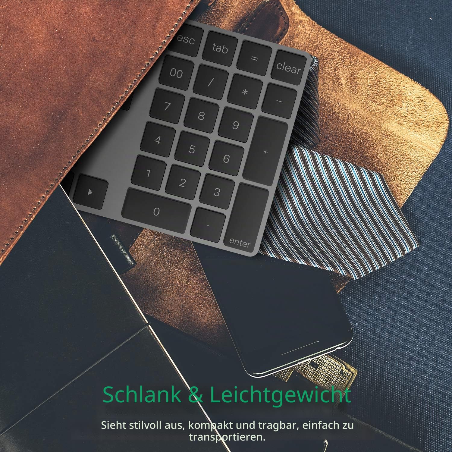 Bluetooth Ziffernblock 34-Tasten kabellos Bluetooth Numpad wiederaufladbar Tastatur Numerische Tastatur für Computer Laptop Tablet Phone Pad Kompatibel mit Windows Surface Pro