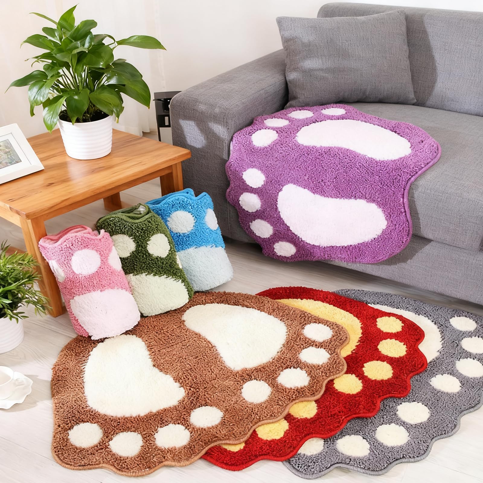 Vennocci FT21 Big Feet Bathroom Rugs Mats Water Absorbent Non-Slip Foot Shaped Bath Mat for Shower Room Soft Microfiber Bath Mat Machine Washable