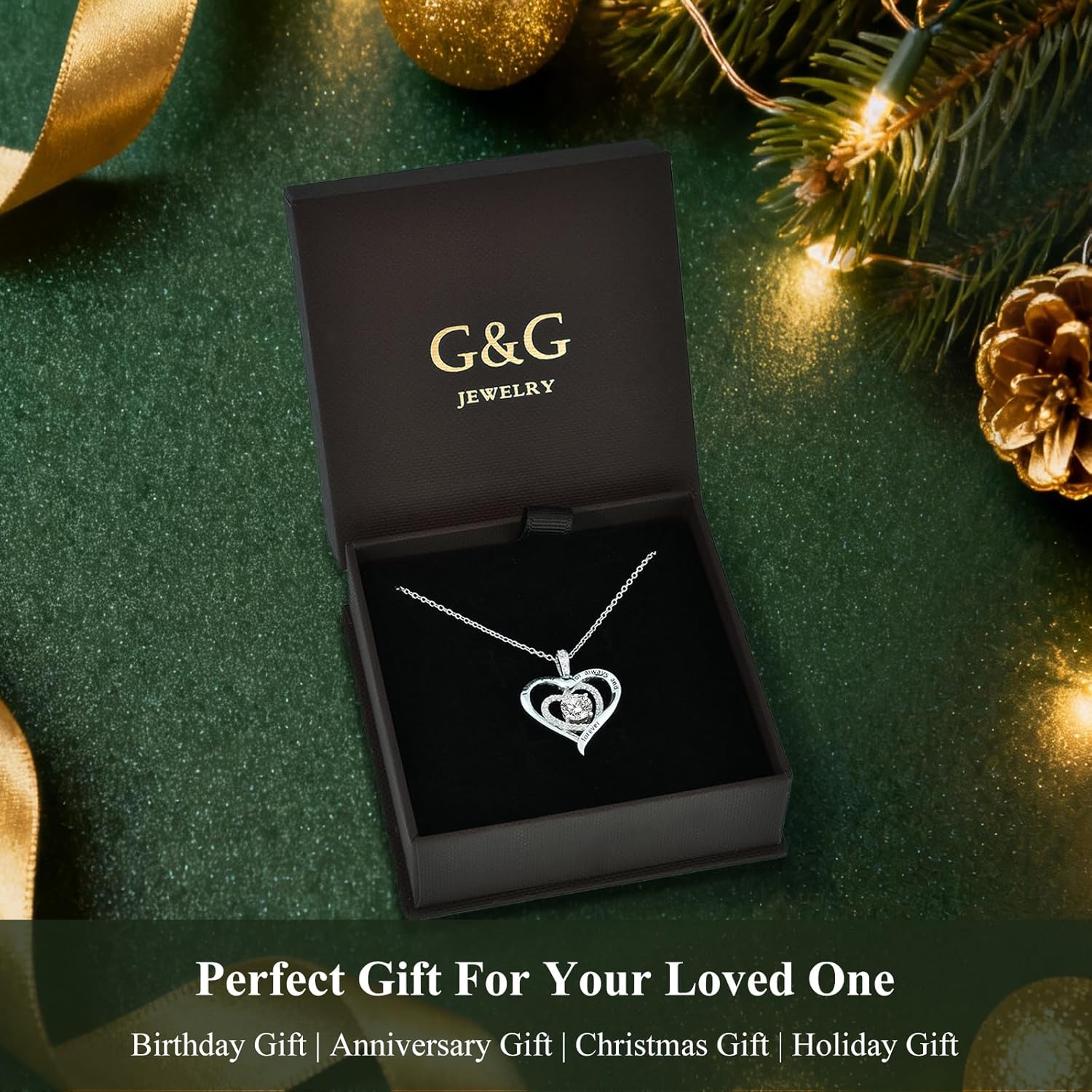 S925 Sterling Silver Necklace for Women, Valentines Day Gifts for Her, Love Heart Birthstone Necklaces for Women, Wife Jewelry, Mom Birthday Valentines Mothers Day Gifts, Girlfriend Necklaces, Daughter Heart Jewel, Anniversary for Her - Image 5