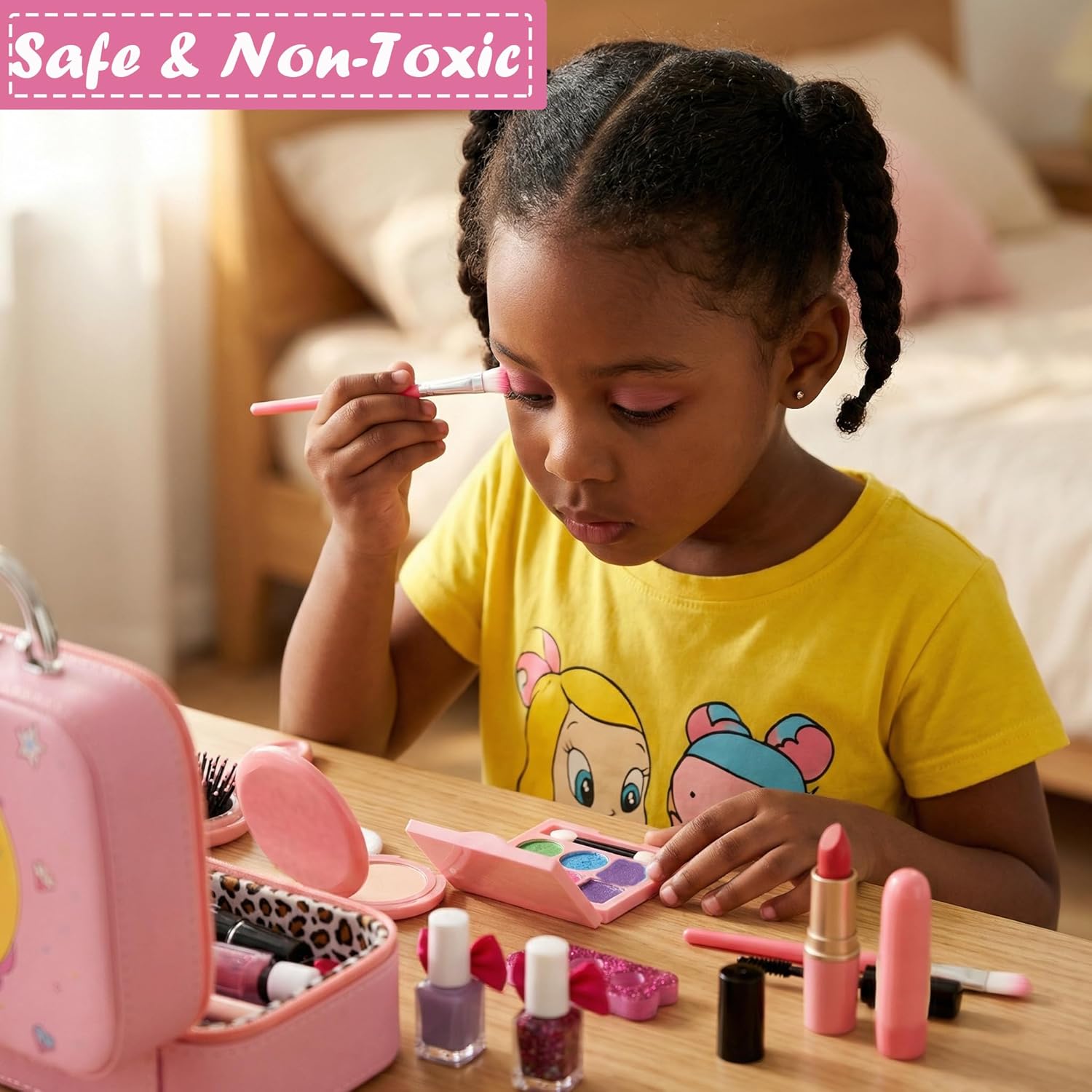 For Ideahome Washable Kids Makeup Girl Toys - Real Make Up Set for Toddler Little Girls Princess, Christmas Birthday Gift for Girls 4-12 Year Old