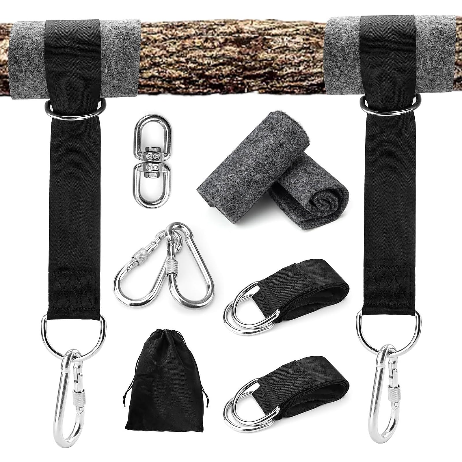 AMONENZ 2 Pièces Sangles de Hamac, Sangles de Hamac Temporaires de 55 cm, Élingue Résistante de 400kg, avec Mousqueton, pour Balancoire de Jardin Hamac ou Siège Suspendu AMONENZ 2 Pièces Sangles de Hamac, Sangles de Hamac Temporaires de 55 cm, Élingue Résistante de 400kg, avec Mousqueton, pour Balancoire de Jardin Hamac ou Siège Suspendu