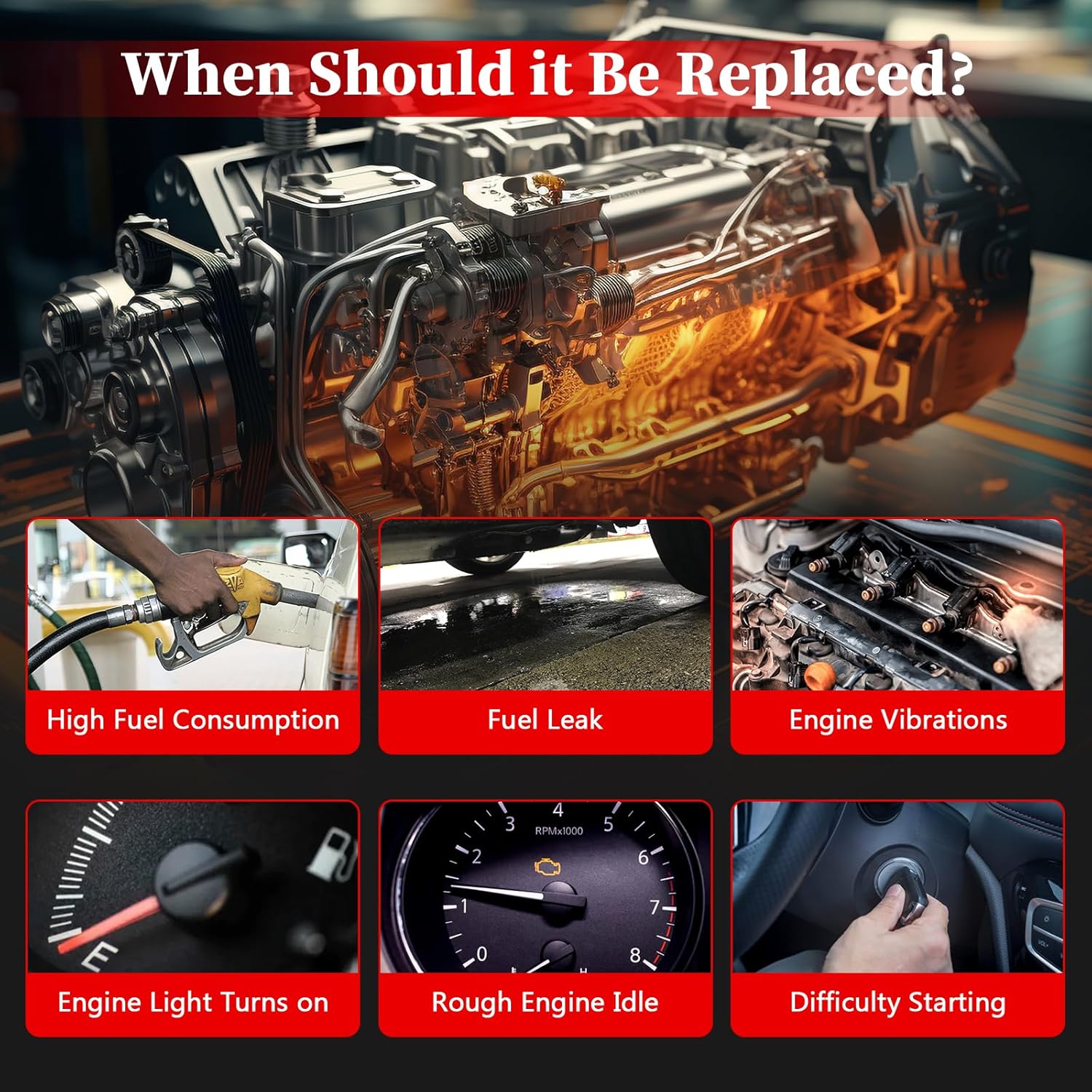 FJ707 6PCS Fuel Injector Compatible with Nissan Maxima 1984 & Alfa Romeo GTV-6 1981-1986, Milano 1987-1989 & Datsun 280Z 1975-1978, 280ZX, 810,Jaguar XJS, 3.0L 5.3L, Replace #84213103