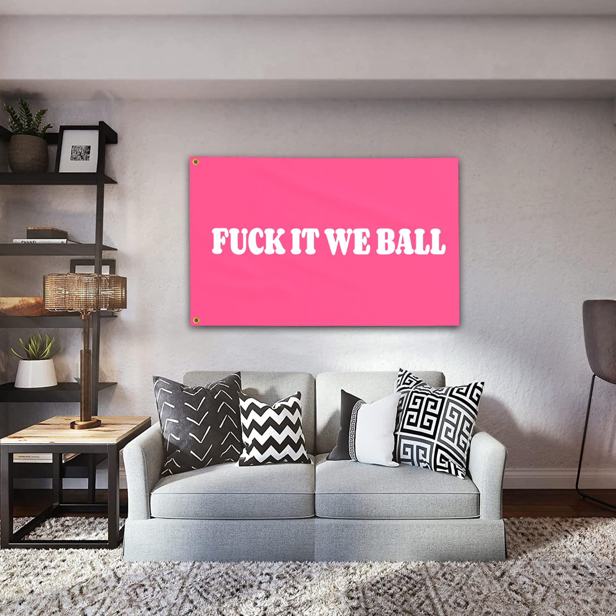 Amazon.com : Fuck It We Ball Flag Pink 3x5 Ft Funny Man Cave Wall