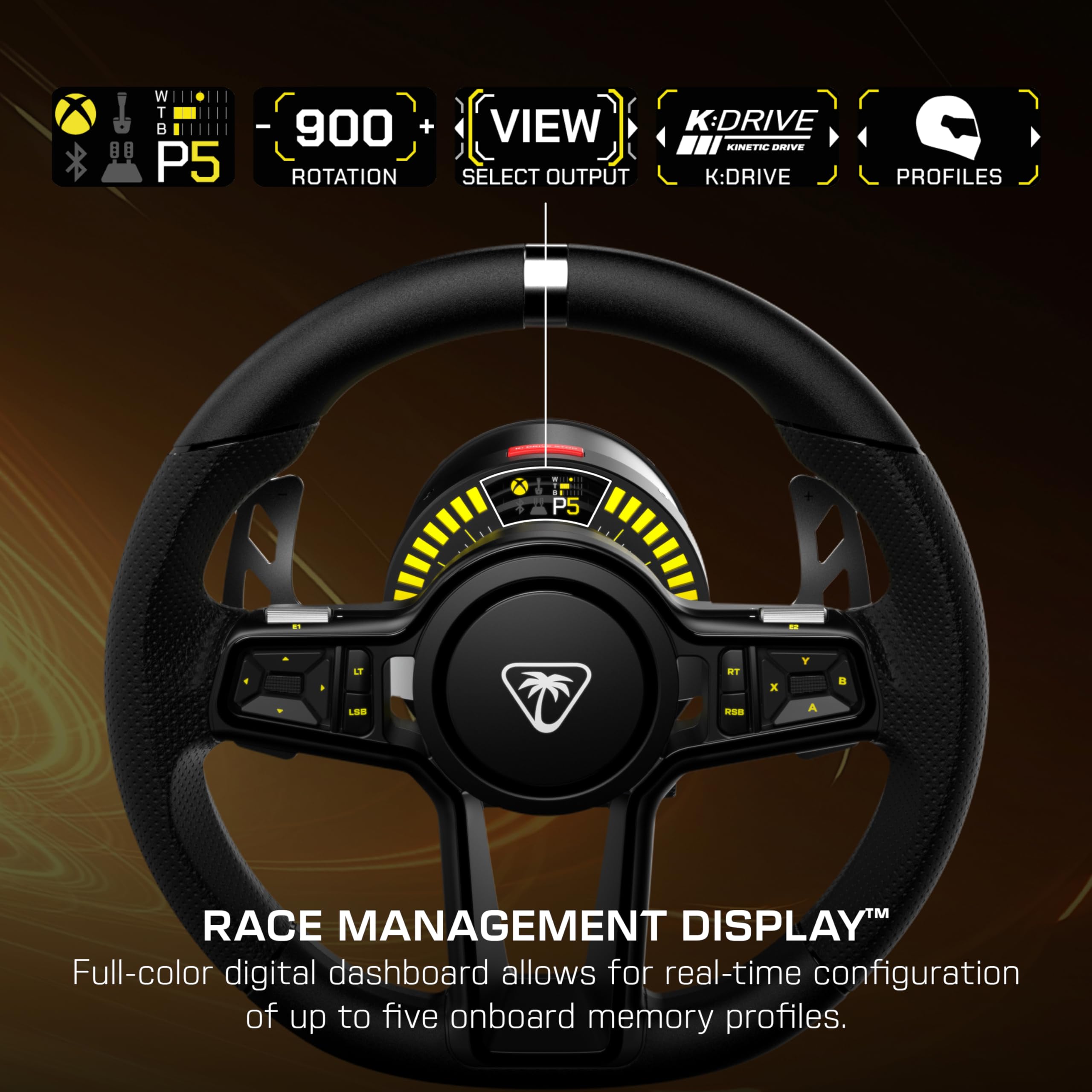 Turtle Beach VelocityOne Race KD3 Volante e pedali con force feedback a trasmissione diretta per Xbox Series X|S, Xbox One e PC Windows – Pedali di freno e acceleratore a effetto Hall