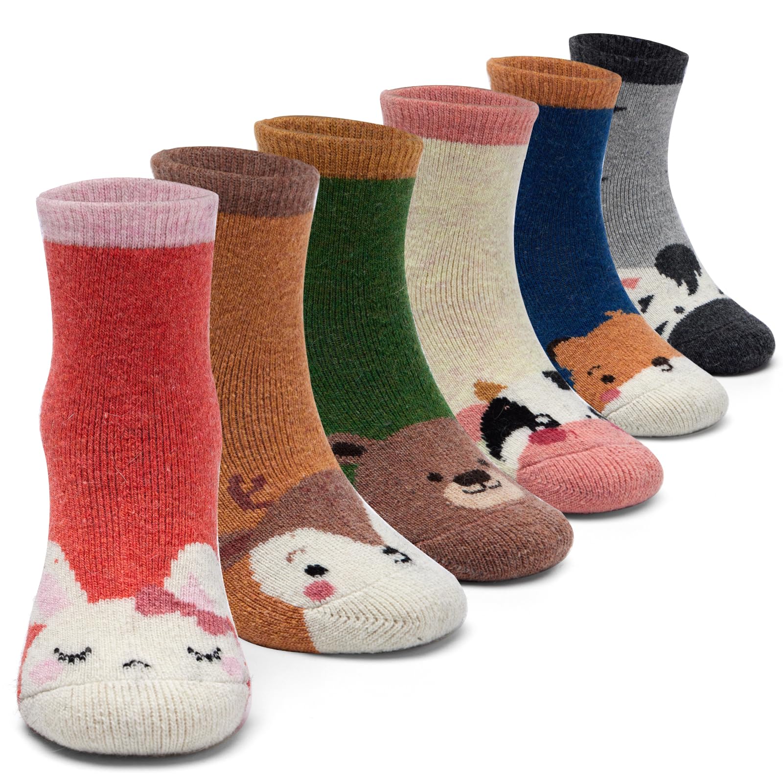 Calcetines de lana para niñas, calcetines cálidos de invierno, calcetines térmicos gruesos para niñas, 6 pares