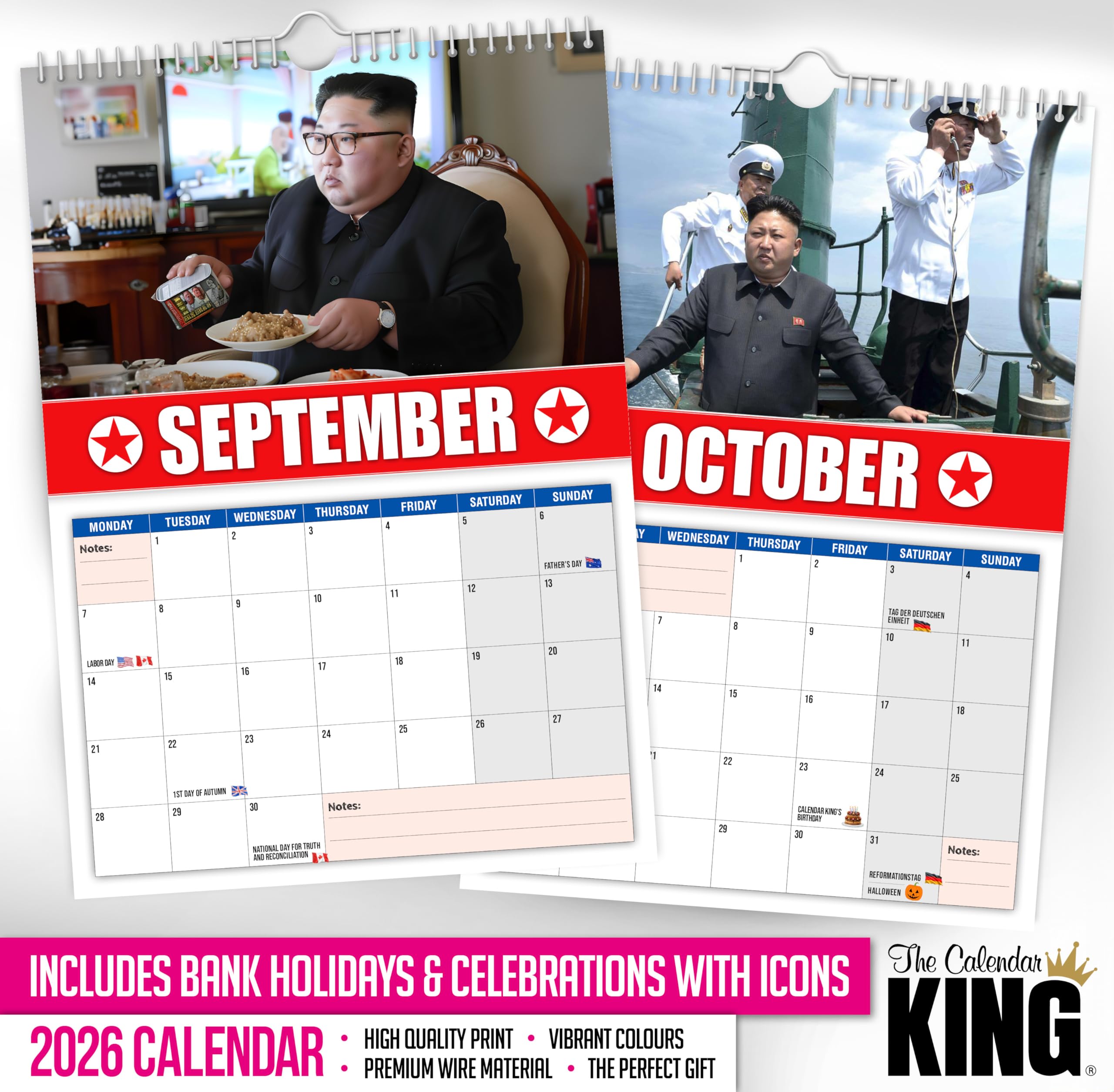 The Calendar King - Kim Jong-Fun - 2026 Wall Calendar - Funny/Quirky