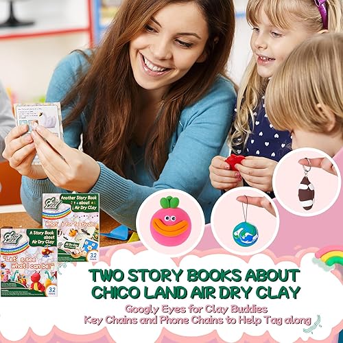 Miniatura 4 de Chico Land Kit de arcilla  32 colores de arcilla seca al aire, regalo para niños y niñas a partir de 4 años, kit de arcilla de modelado de bricolaje