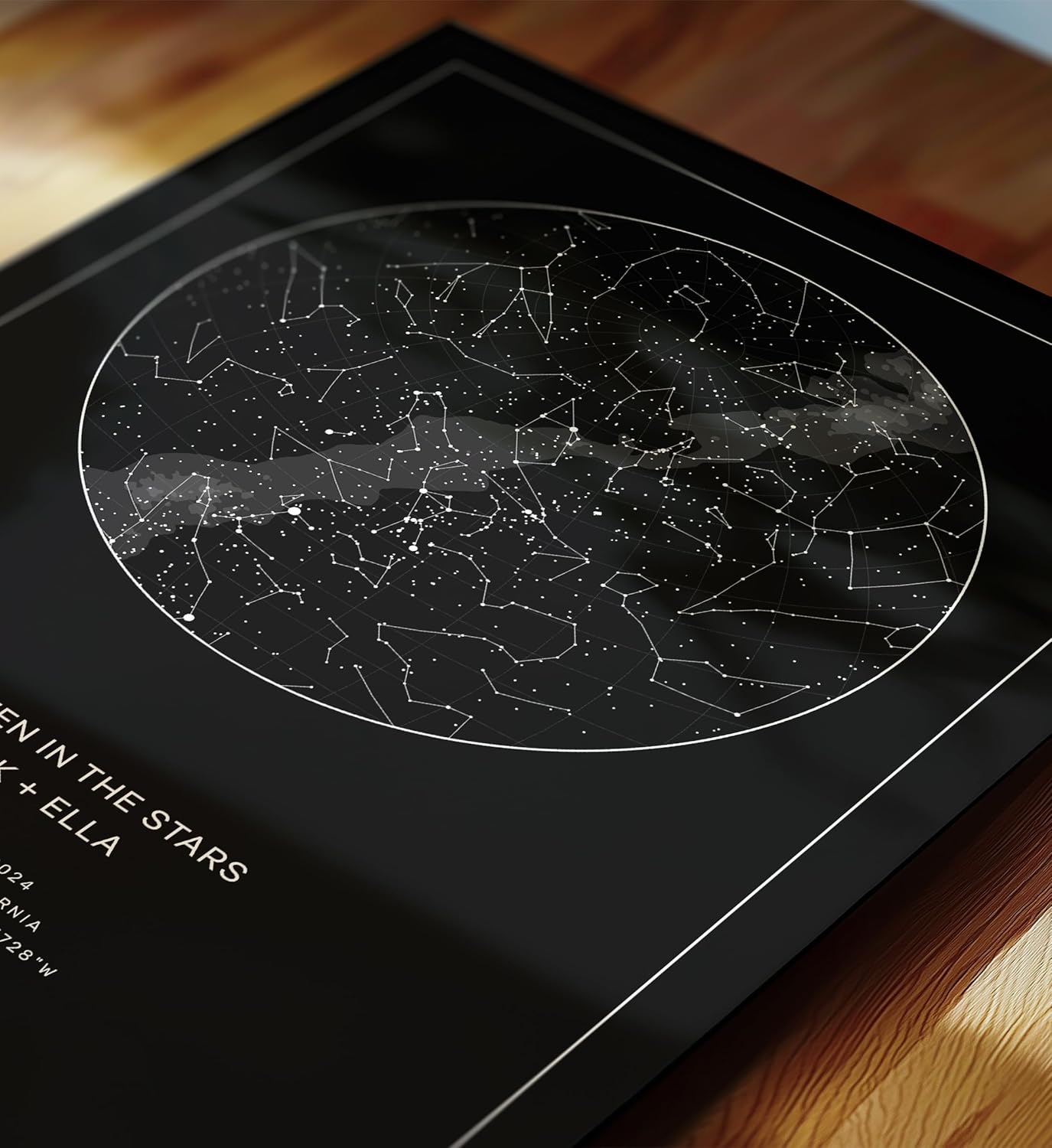 CELESTORY Custom Star Map Framed Night Sky Print Constellation Map Star Chart Gift Wall Art Poster Personalized Star Map for Specific Date Unique Gifts for Him Meaningful Gifts for Her - Pitch Black - Image 5