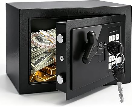 6.6L Safe Box, Steel Security Lock Box with Digital Keypad, Keys