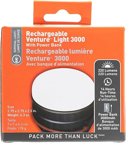 S.O.L. Venture 3000 Luz LED recargable para acampar con banco de energía