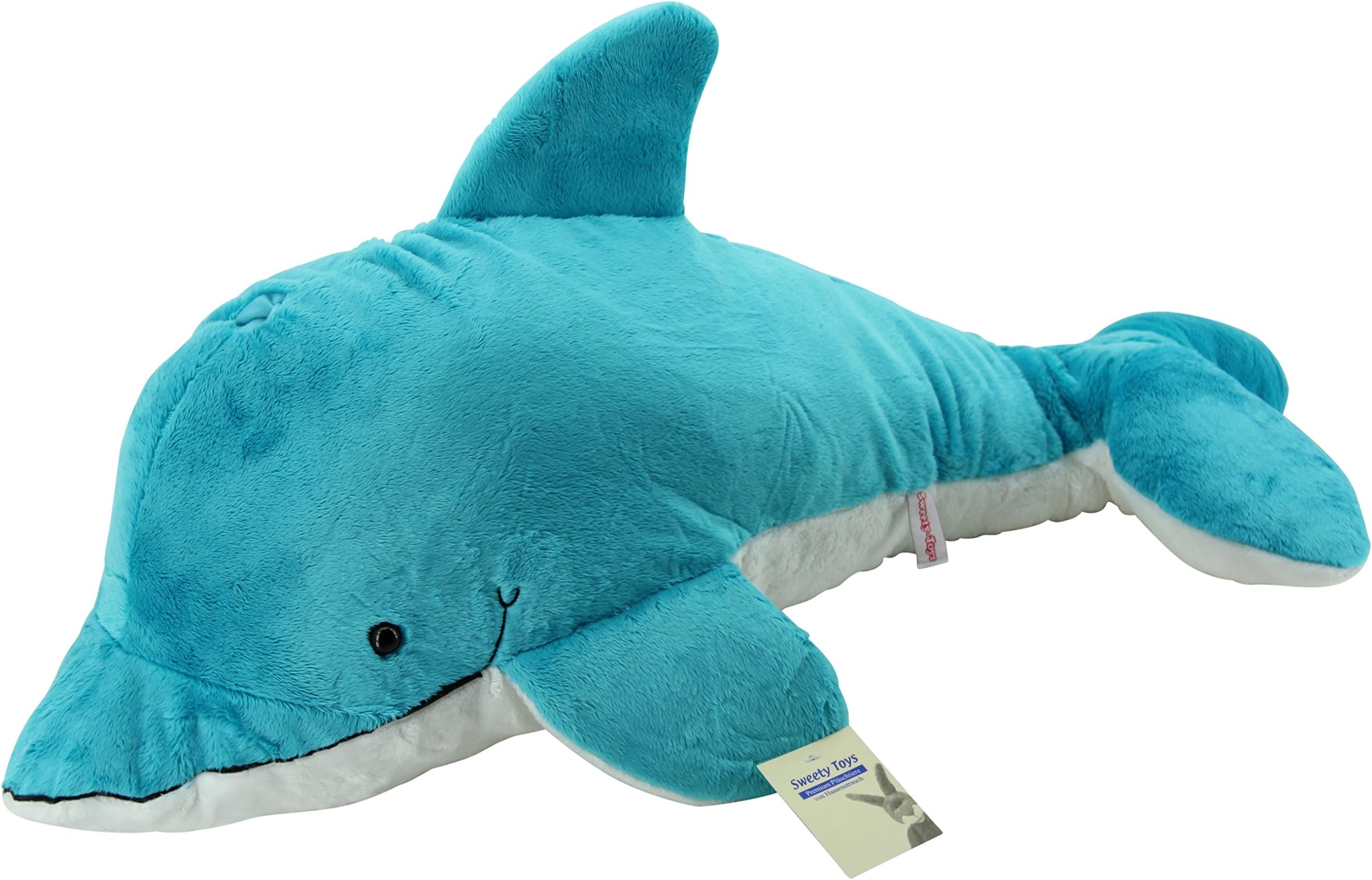 Sweety Toys 7851 XXL Giant Dolphin 75 cm Turquoise Plush Toy Cuddly Soft Super Cute