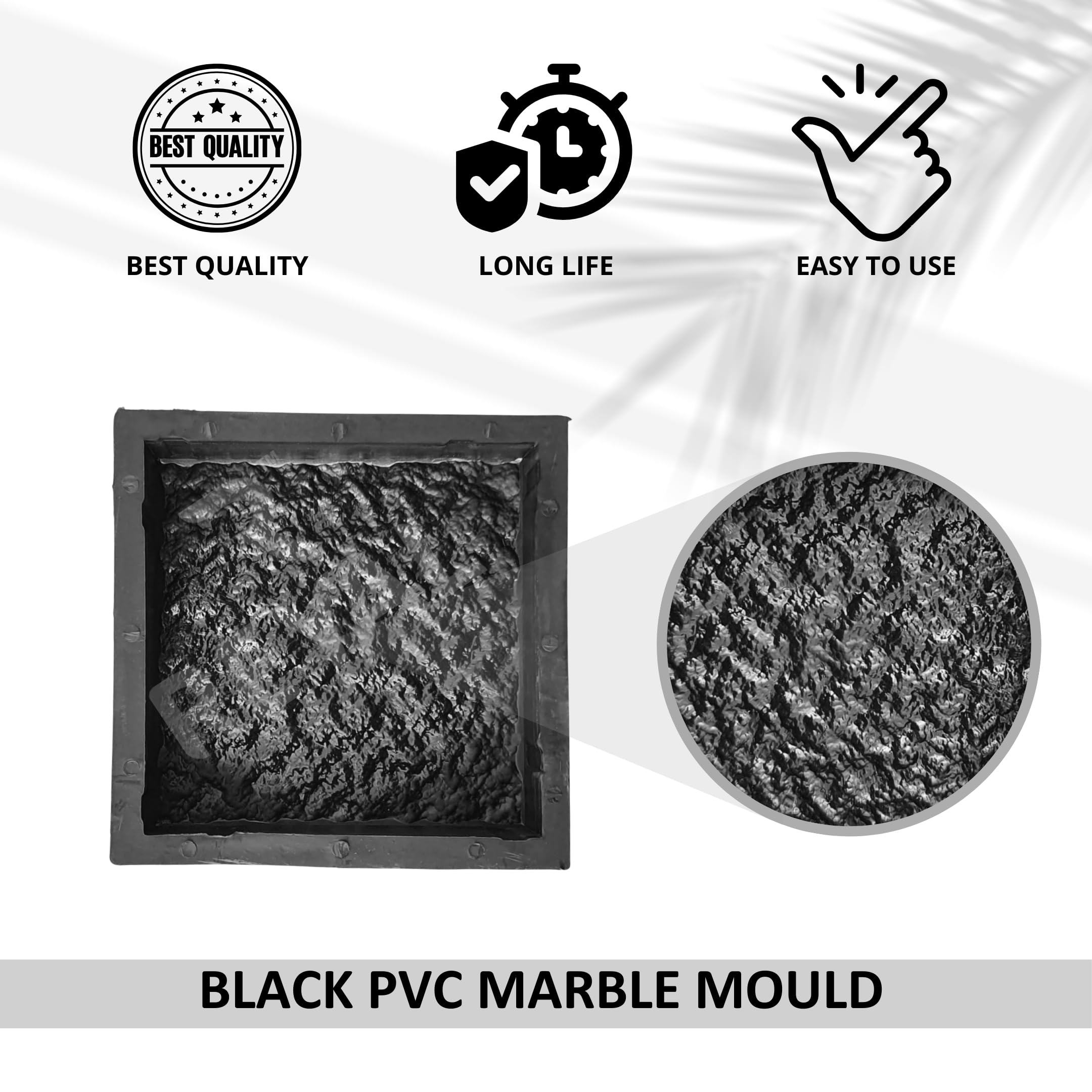 Reyal Black Rubber 8" X 8" MARBLE Paver Block mould(60mm) Interlocking Paver Mould (Pack of 10) 1