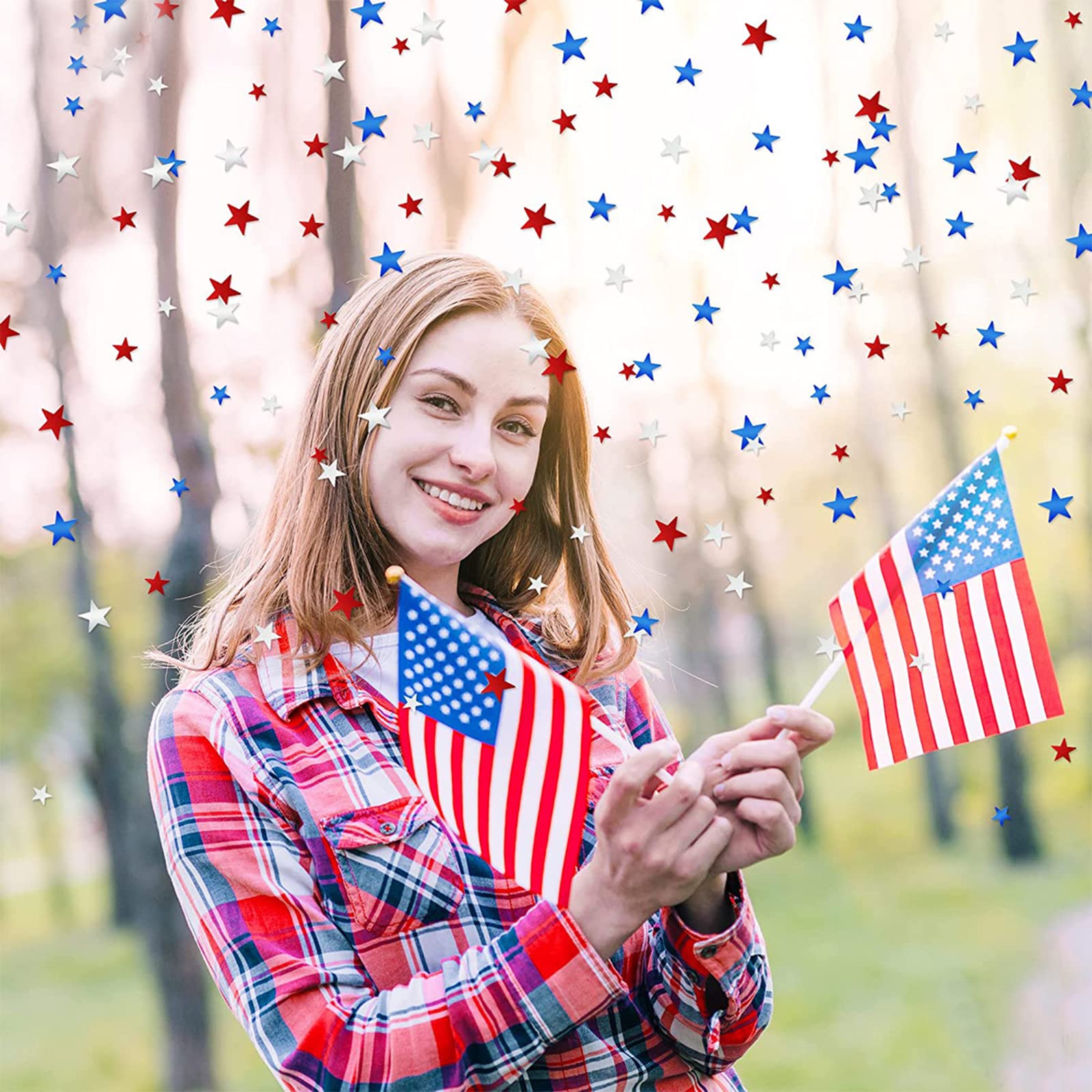 Mefuny Confettis Métalliques En Forme D'étoile De 60 G - Confettis De Table En Aluminium - Confettis Patriotiques Pour Décoration De Fête Du 4 Juillet
