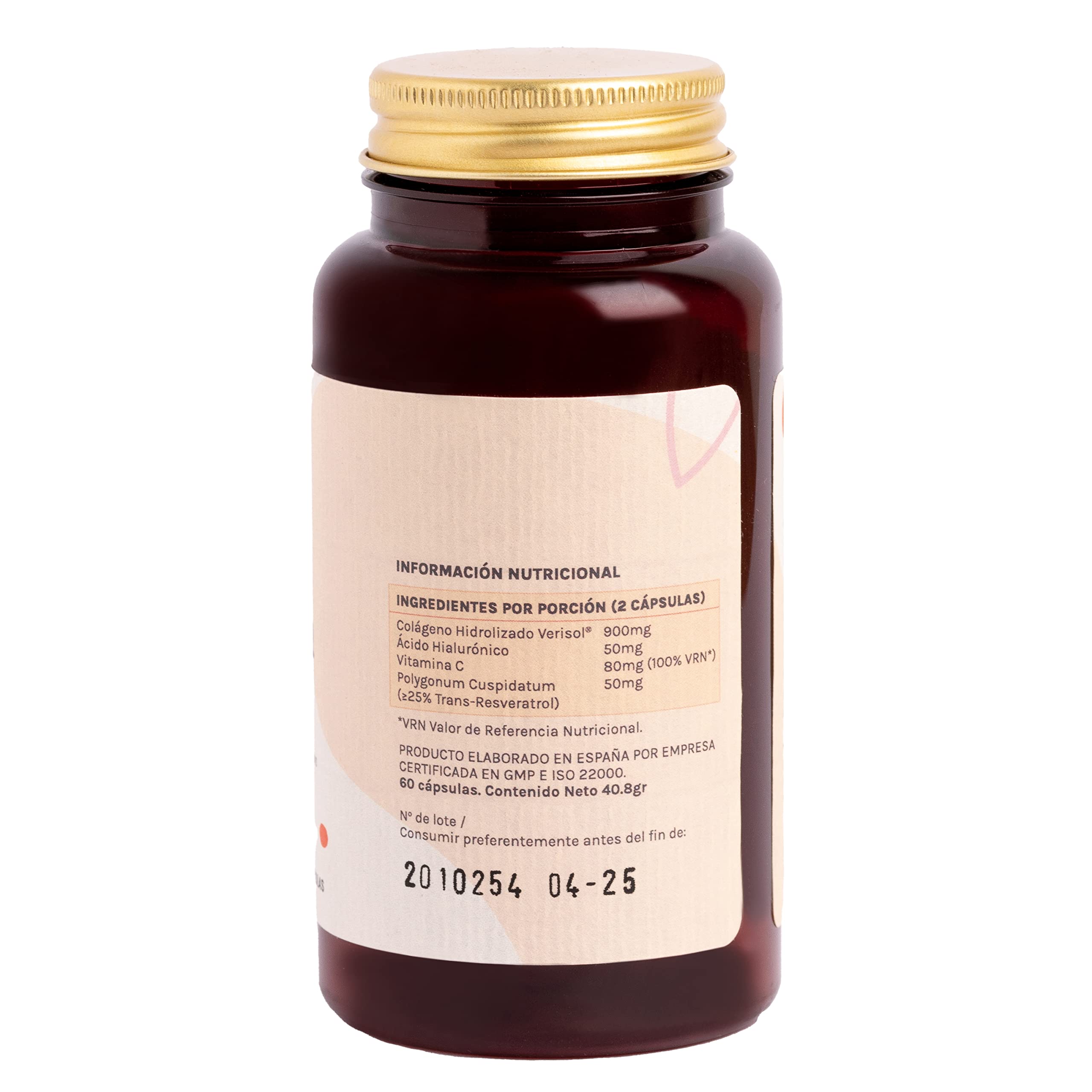 SKIN YOUTH COLÁGENO VERISOL ANTIEDAD - Patentado Verisol + Ácido Hialurónico + Resveratrol + Vitamina C + Péptidos Colágeno Bioactivos – Previene y Retrasa el Envejecimiento de la Piel - 60 cápsulas