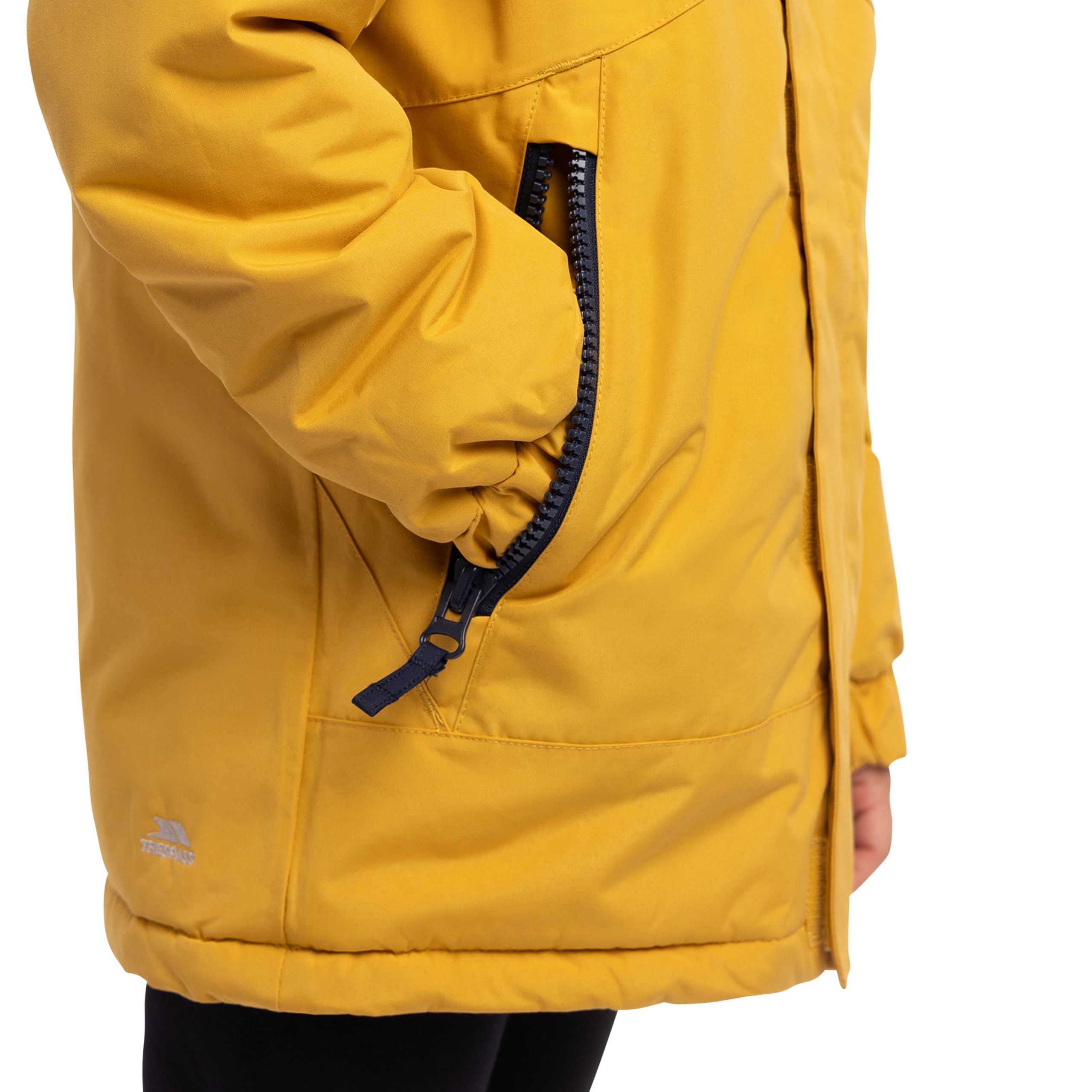 Trespass Wyald Kinderjacke, wasserdicht gepolstert, abnehmbare Kapuze, abnehmbares Fell, versiegelte Nähte, 2 Reißverschlusstaschen