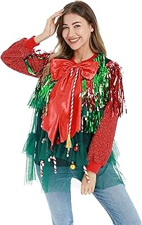 U LOOK UGLY TODAY Unisex Women\'s Christmas Jumper Hoodie Funny Ugly Party Novelty Reindeer Santa Men\'s Xmas Tree Gift Sweater