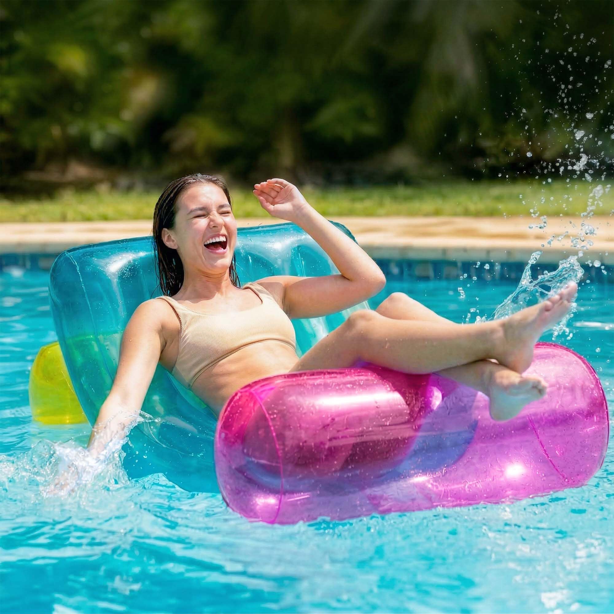 Photo 1 of Funscape Inflatable Pool Recliner Lounger, Swimming Pool Floating Lounge, Adult Sun Tanning Chair W/Cup Holder, Beach Water Sofa Floaties, Fun Yard Summer Party Gift for Boys Girls Teens Family Women