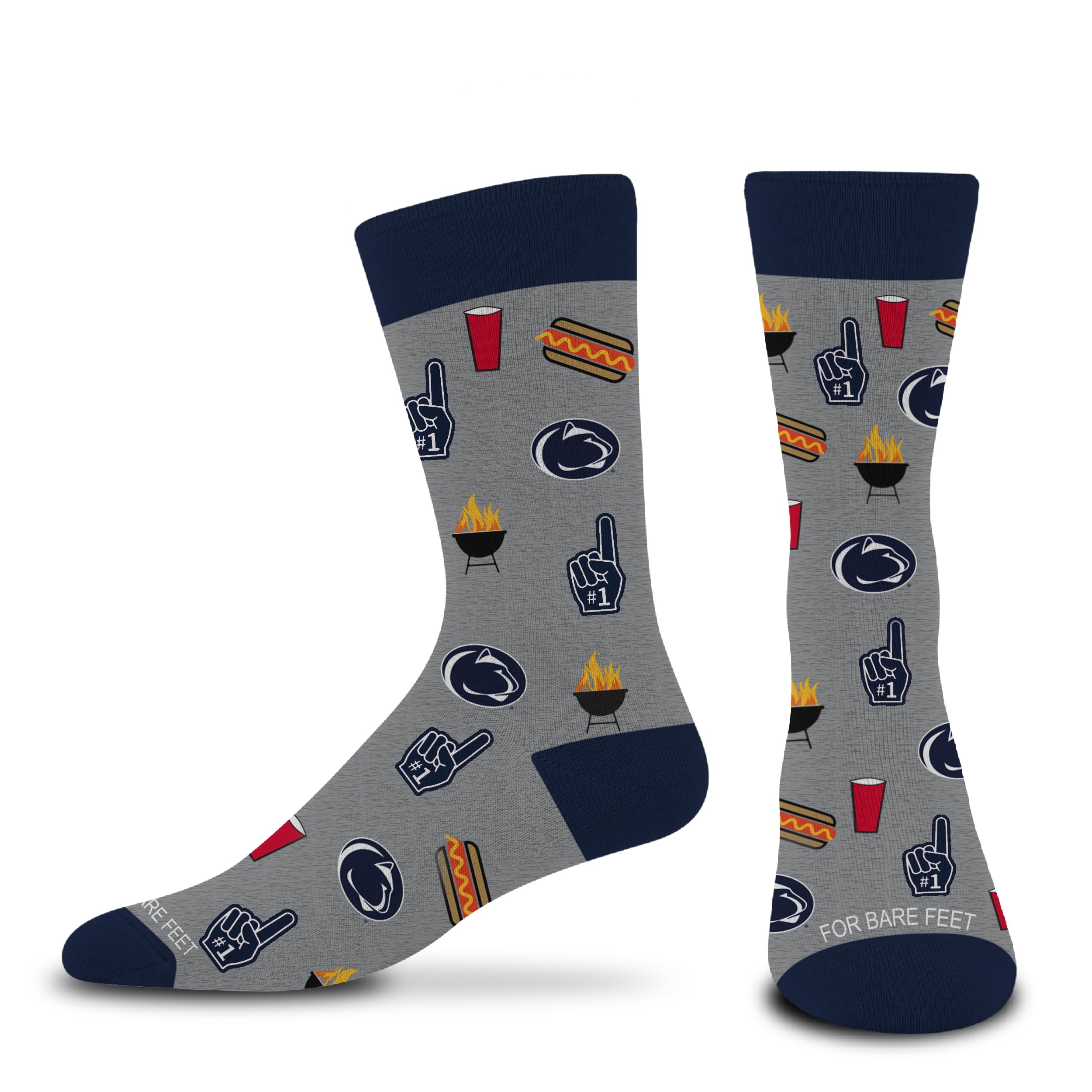 For Bare Feet Tailgate Dress Crew Sock Team Colors