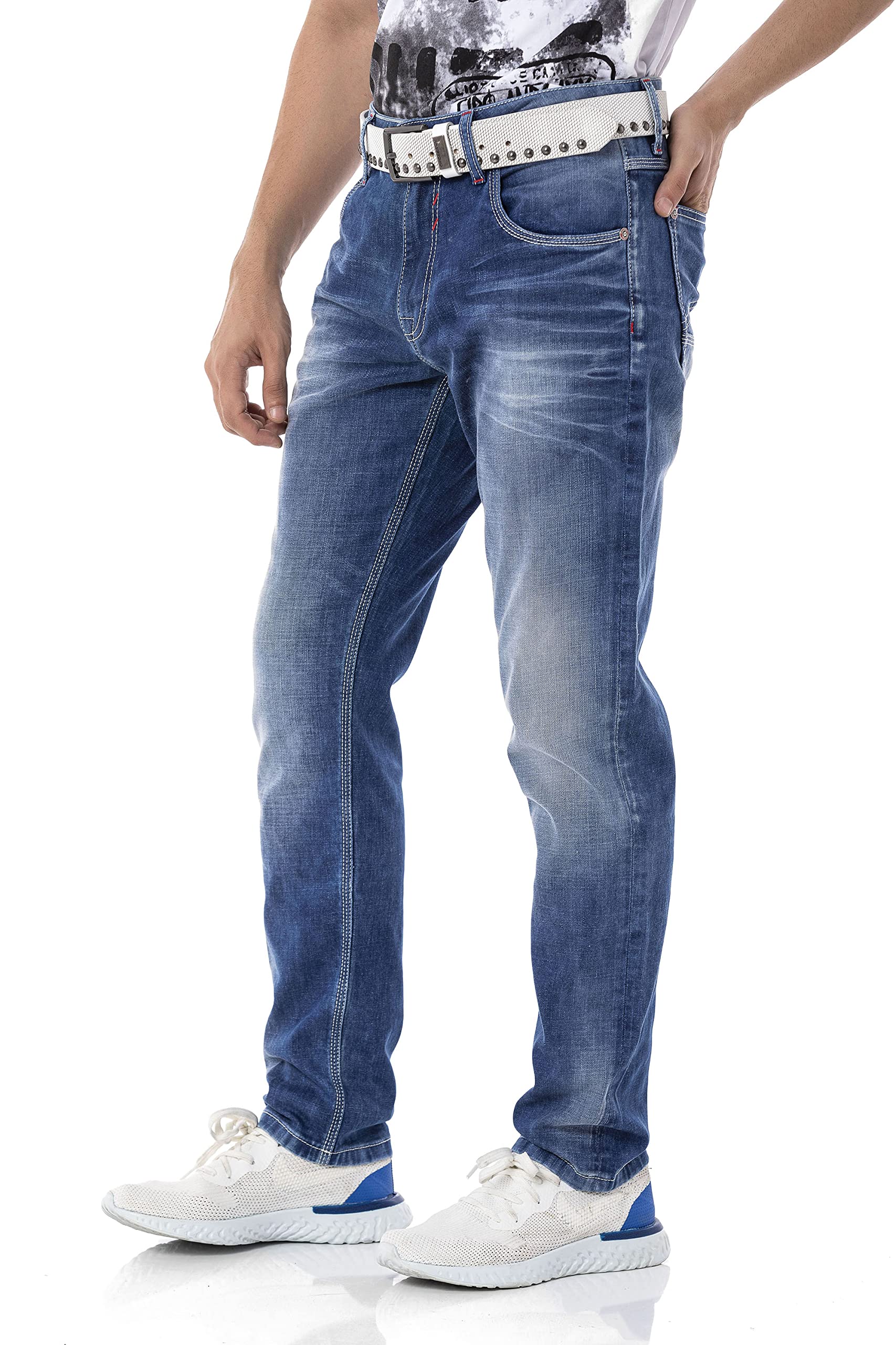 Cipo & Baxx Pantalones vaqueros para hombre, ajustados, elásticos
