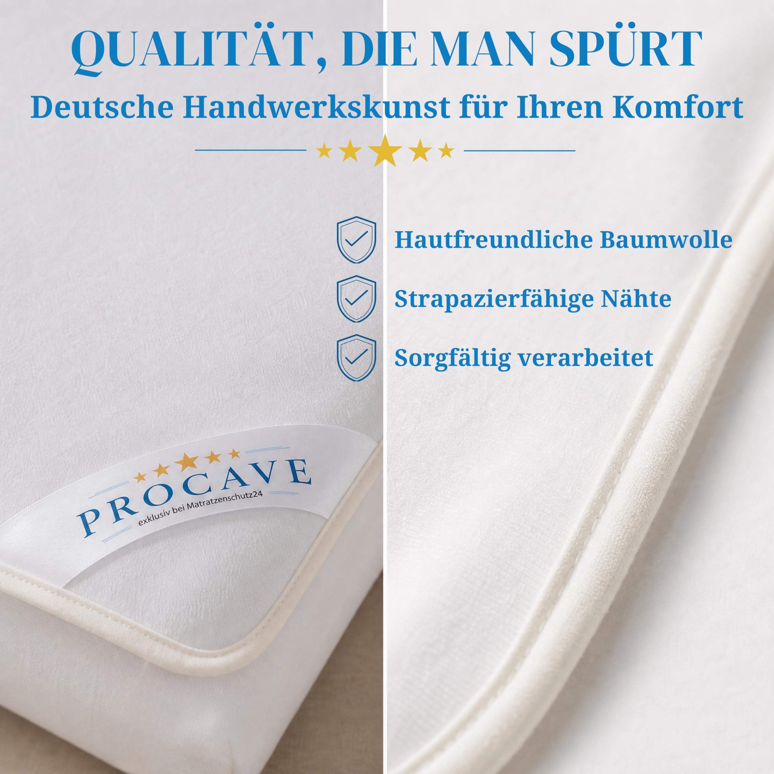 PROCAVE® Matratzenschoner 180x200 cm wasserdicht | Atmungsaktiver Matratzentopper mit Nässeschutz | Inkontinenzunterlage waschbar | Anti-Milben Bettunterlage | Premium Matratzenauflage Made in Germany
