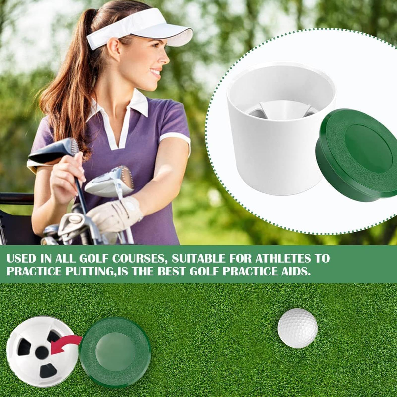 Juego De Vasos Para Hoyos De Golf: Accesorios De Ayuda Para Entrenamiento De Putting Green, Vasos De Inserción Duraderos Para Práctica En El Campo, Equipo Para Patio Trasero | Juego De Copas De Puttin