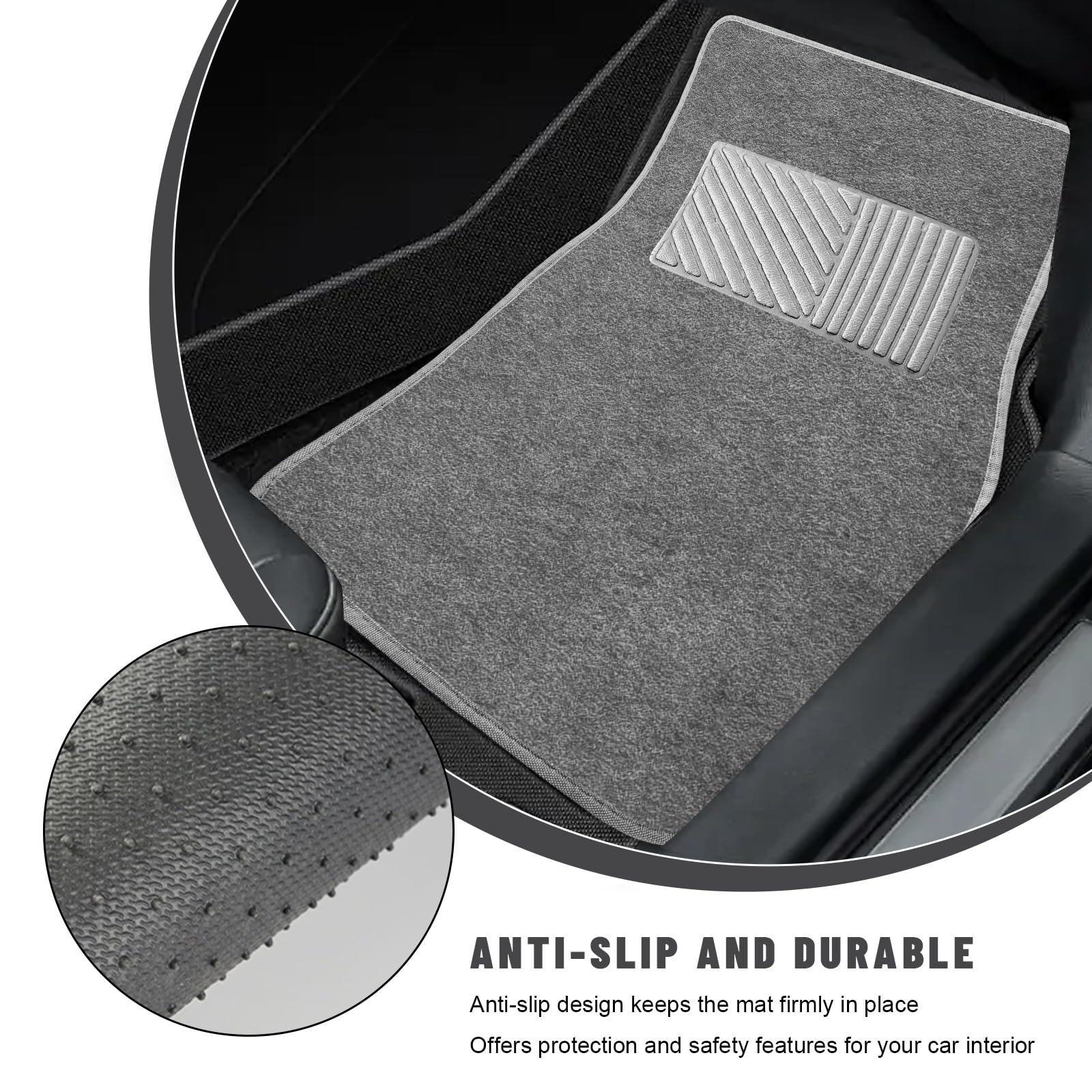 Sun Walker 4 PCS Car Floor Mats Waterproof Anti-Slip Front Rear Car Carpets with Driver Heel Pad All — view 5