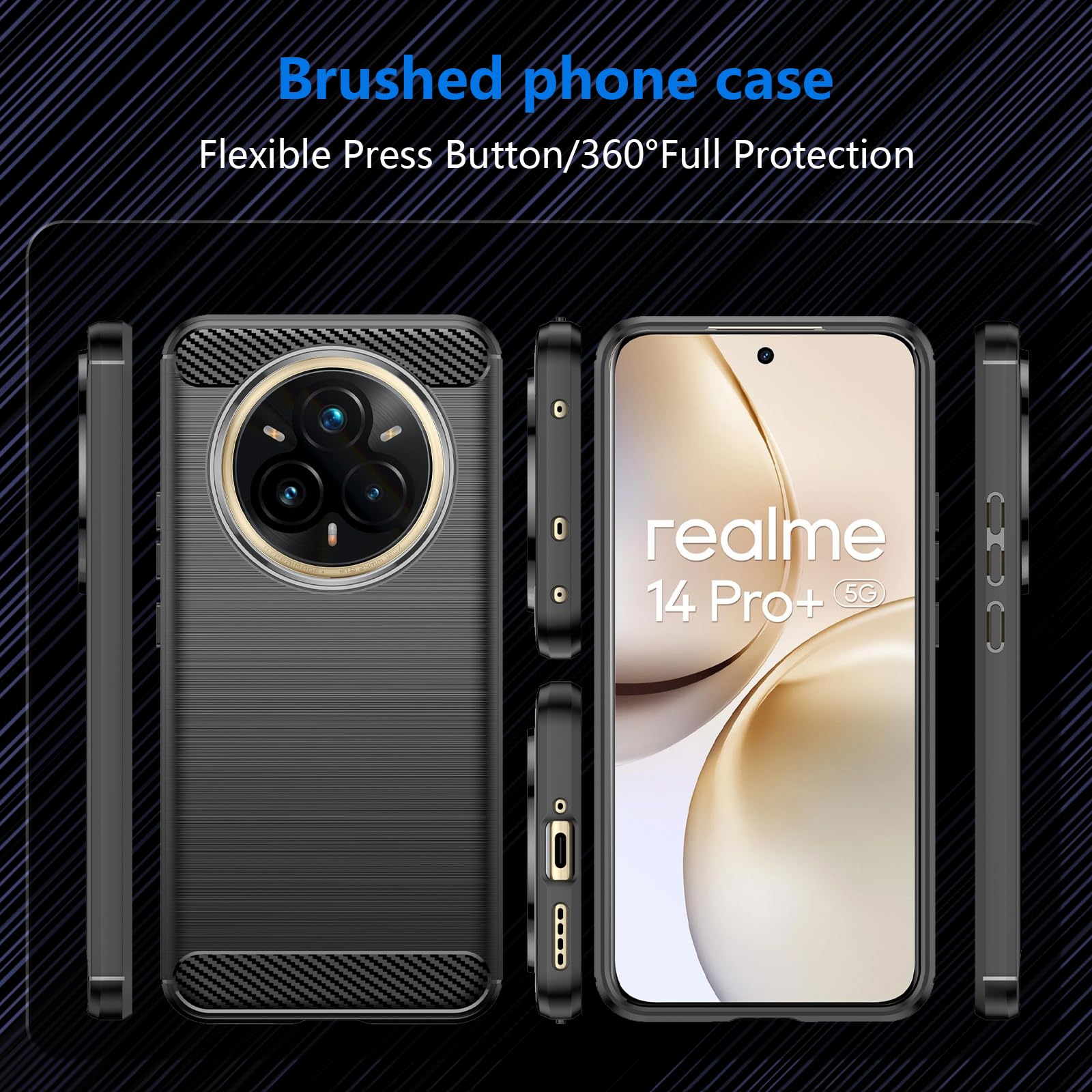 Datree Etui do Realme 14 Pro Plus/Realme 14 Pro+, smukłe etui ochronne z miękkiego silikonu TPU, ochrona przed zarysowaniami i wstrząsami (czarny)