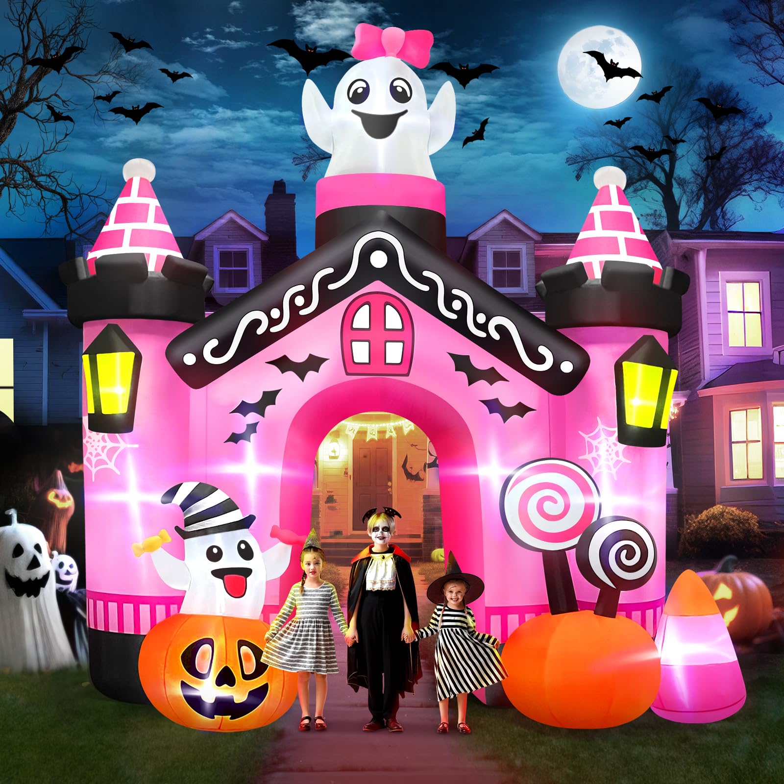 Kalolary 10Ft Halloween Aufblasbar Dekoration | Halloween Deko Aufblasbarer Riesiger Doppelspinne mit pelzigen Beinen für Außenbereich Deko Outdoor Hausgarten Garten Party