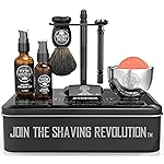 Viking Revolution Luxury Safety Razor Shaving Kit - Includes Double Edge Safety Razor, Stand, Bowl, After-Shave Balm, Pre-Shave Oil, Badger Brush - Safety Razor Kit