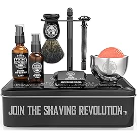 Viking Revolution Luxury Safety Razor Shaving Kit - Includes Double Edge Safety Razor, Stand, Bowl, After-Shave Balm, Pre-Shave Oil, Badger Brush - Safety Razor Kit