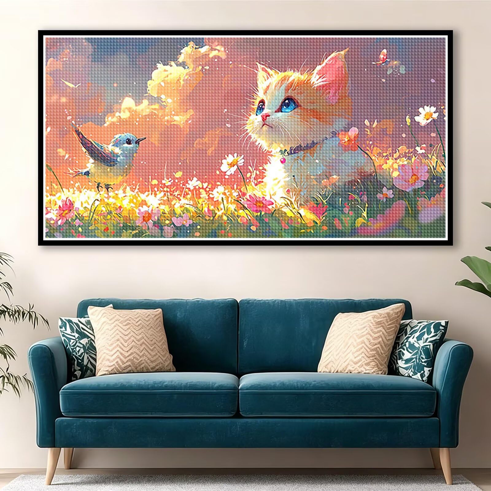 Diamond Painting Grande 180x90cm Gato Diamond Painting Adultos, DIY Animal Pintura de Diamante Manualidades Adultos, 5D Cuadrado Rhinestone Bordado Punto de Cruz para Home Decoration Regalo 0J-173