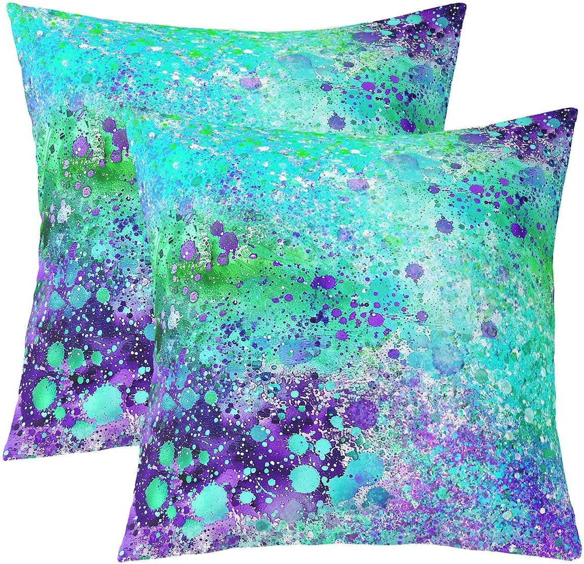 Feelyou Abstract Purple Teal Throw Pillow Covers, 1 Pcs, 24x24 Inches, Tie Dye Decorative Pillow Cover, Abstract Art Painting Pillow Cases, Modern Cushion Cover for Sofa Couch Bed Living Room