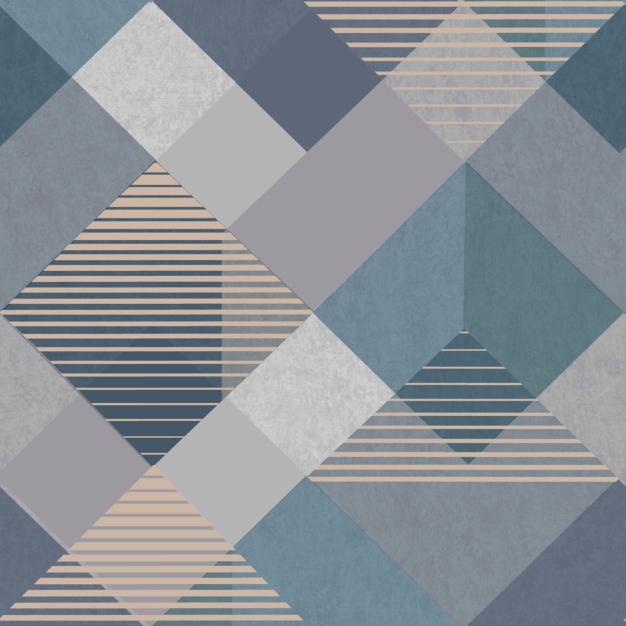 Superfresco Easy Blue Kaleidoscope Geometric Denim Wallpaper | Paste The Wall | Geometric | Eco-Friendly