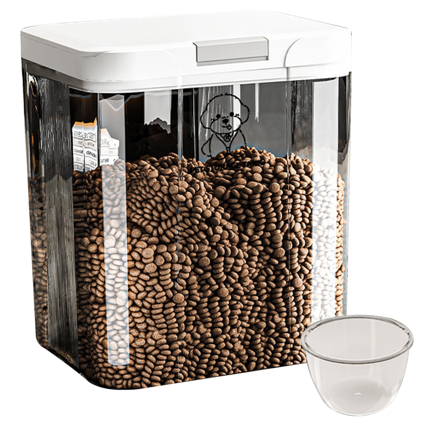 Gcroet Pet Food Storage Container, 5L Clear Airtight Dog Food Containers with Lid, Stackable Bin for Kitchen Pantry Organization.