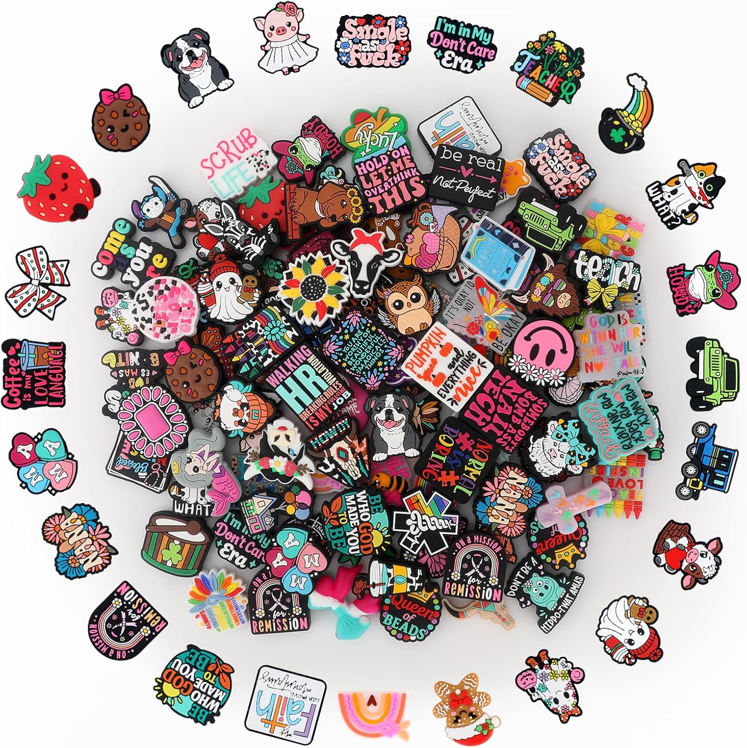 50PCS Various Silicone Focal Beads for pens，Random Different Focal Bead Bulk，Mixed Cute Loose Beads for Pens Shape (Various, 50PCS)