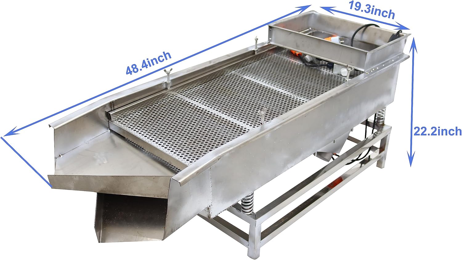 TECHTONGDA Straight Vibrating Sieve Screen Shaker Electric Linear Sifter Machine Stainless Steel Two Layers Two Motors 10mm 5mm Screen Size 15.7×37.4inch 110V