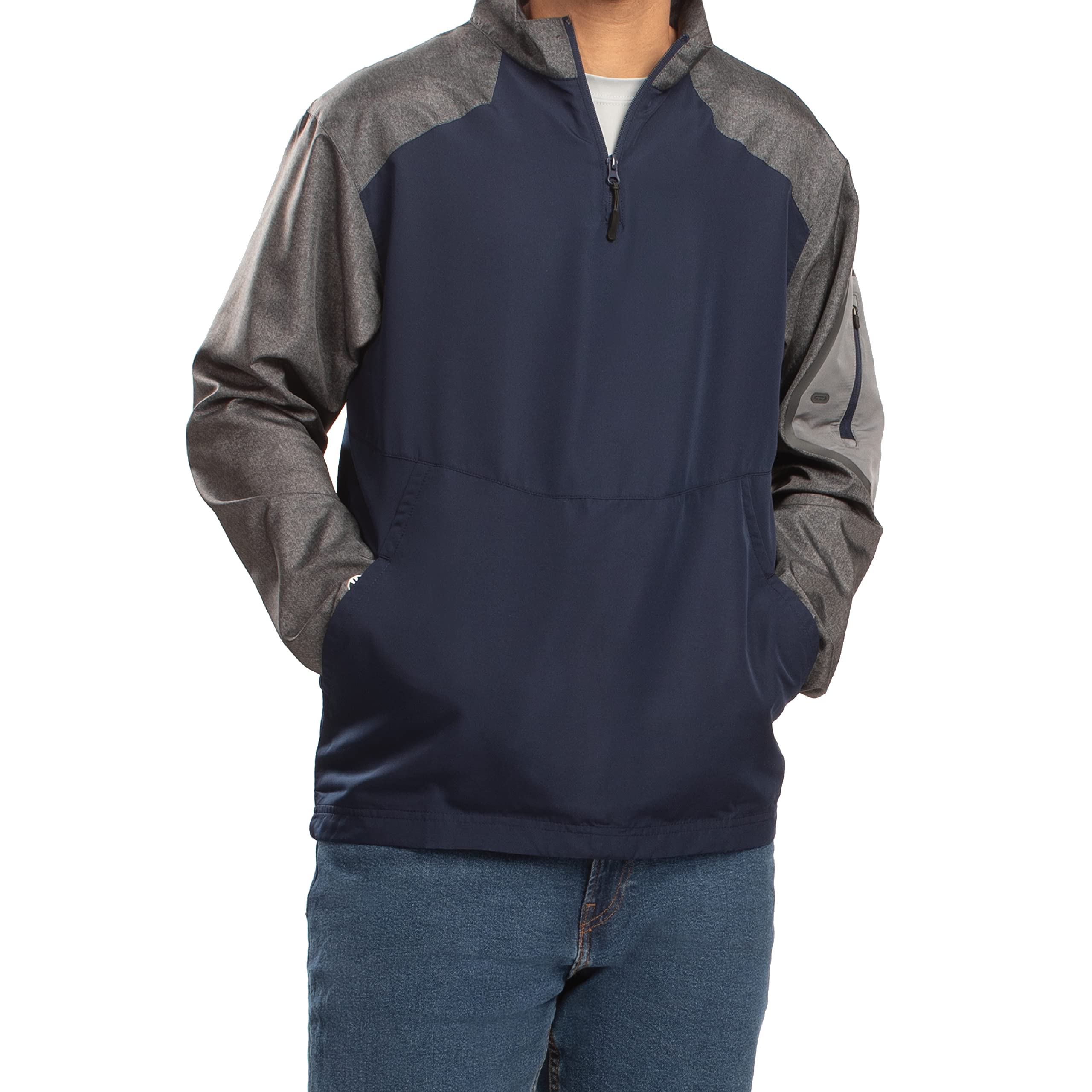 Holloway Raider Pullover Cage Jacket Weather-Resistant, Ultra-Light,  Quarter Zip, Sleeve Pocket For Outdoors Travel