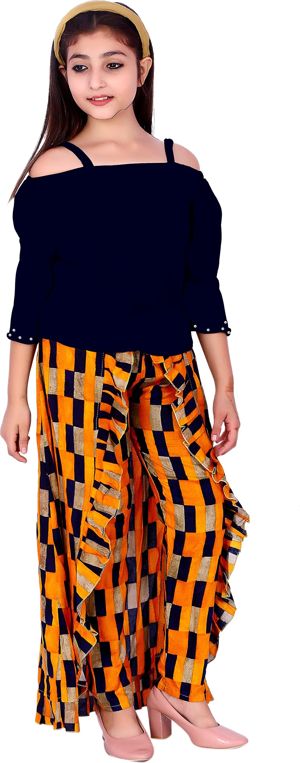 ORIEX THE ORIGINAL FASHION Girls Striped Top With Box Skirt-12 Blue-Yellow 11-12 Years 1