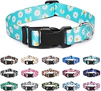 Vista 1 de Collar ajustable para perro con patrones, ultra cómodo, de nailon suave, transpirable, para perros pequeños, medianos y grandes (M, margarita azul)