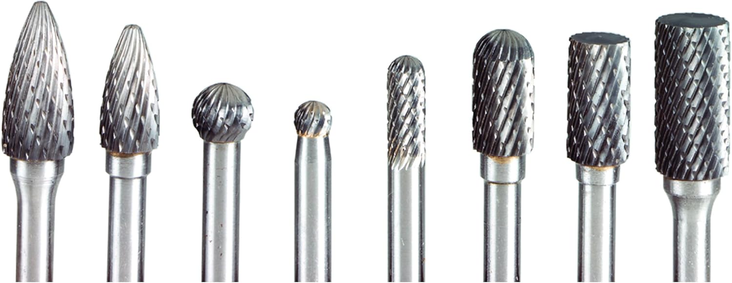 Woodriver 8-Piece Double Cut Solid Carbide Burr Set 1/8" Shank