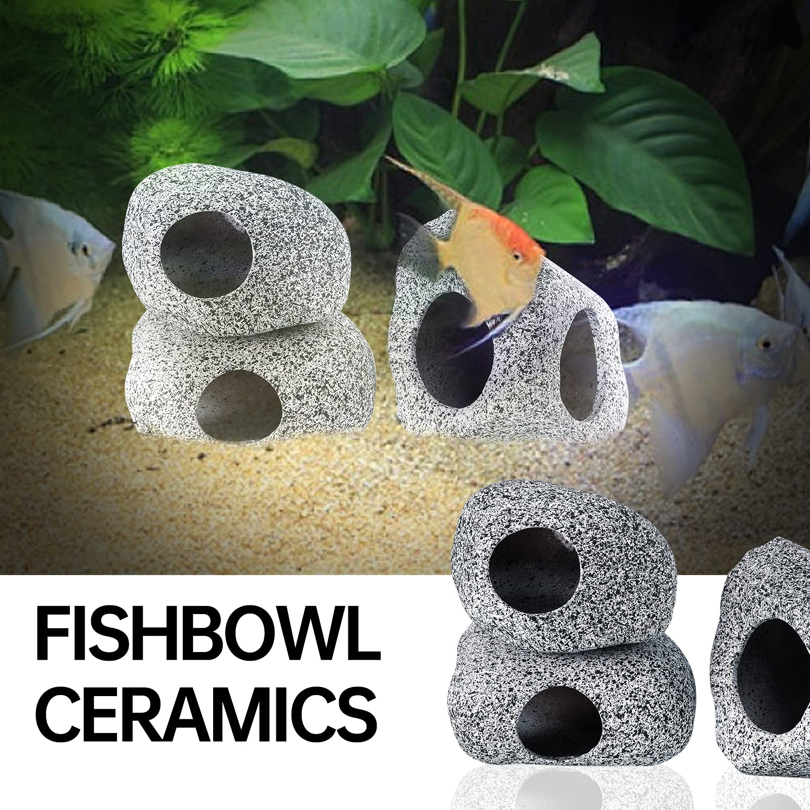 Buy 3 Pieces Rock Aquarium Decorations, Stackable Cave Aquarium Decor, Betta Fish Tank