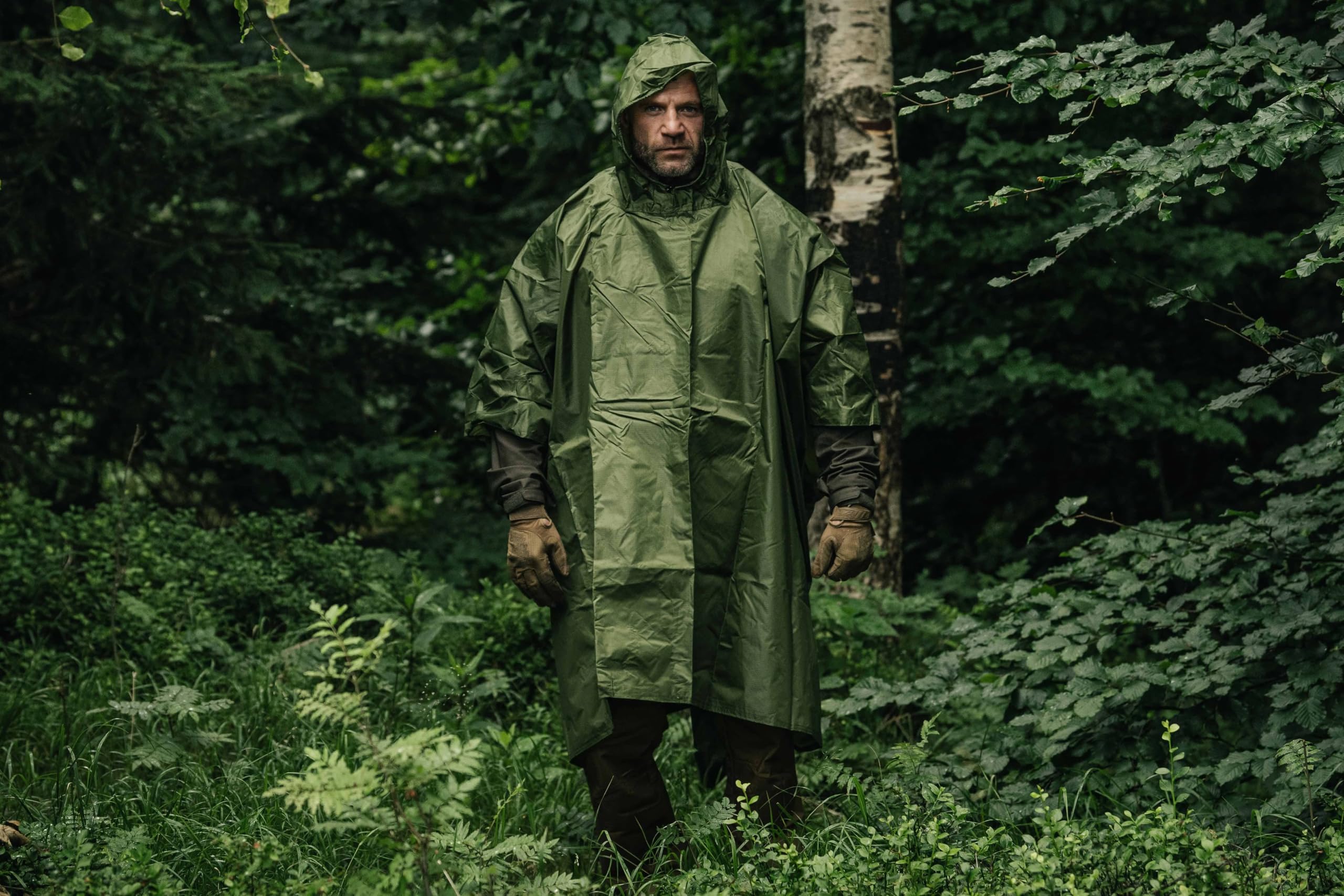 Badger outdoor Ponczo przeciwdeszczowe Ripstop – wodoszczelne ponczo przeciwdeszczowe 5000 mm, festiwal, survival, lekkie składane, na wędrówki, rower, kemping, do aktywności na świeżym powietrzu